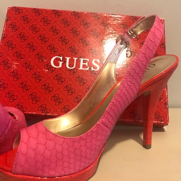Woman’s Guess platforms pink/coral 8.5m - Picture 9 of 12